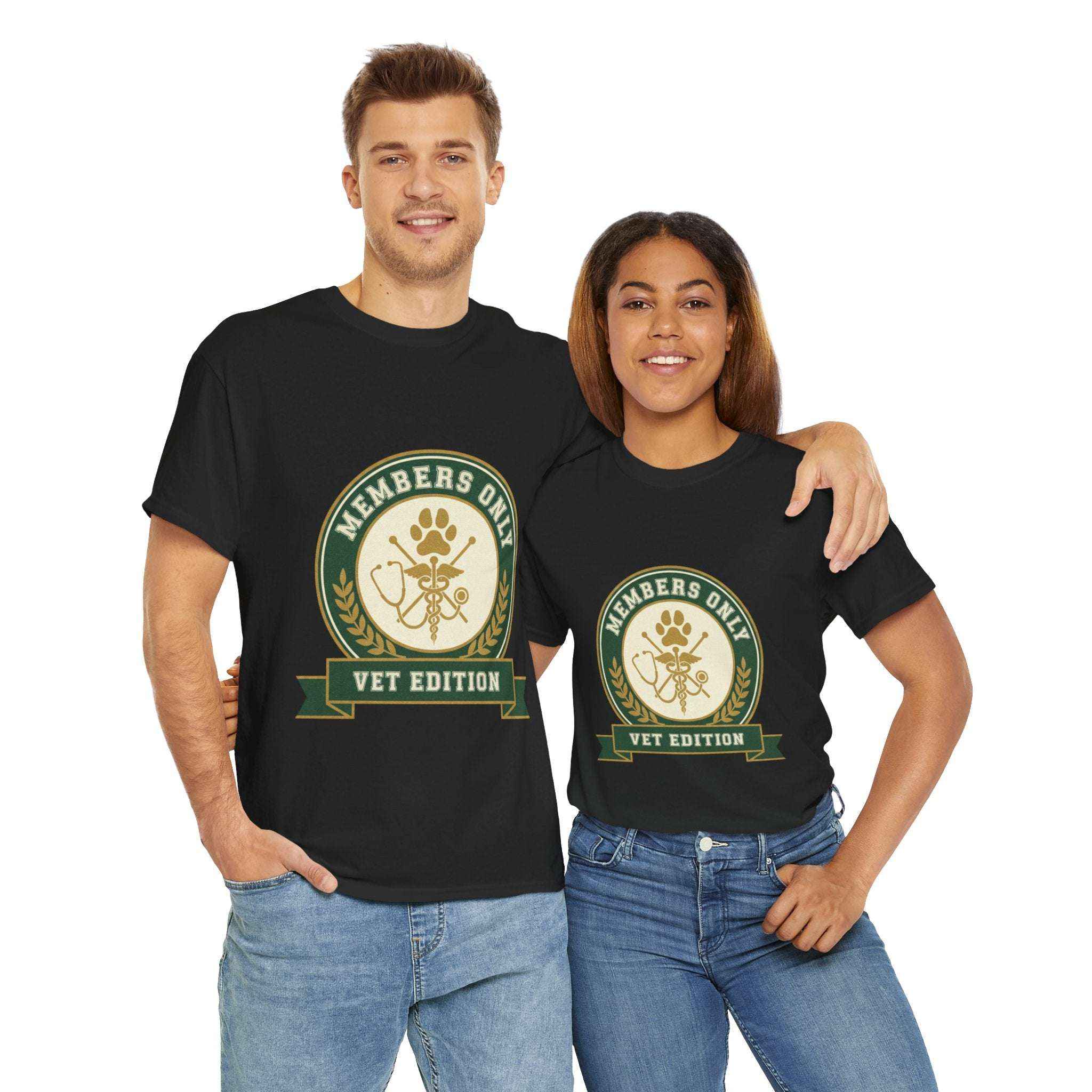 Retro Collegiate Vet Med T-Shirt - Members Only Vet Edition | Vintage Veterinary Stethoscope & Paw Print Crest