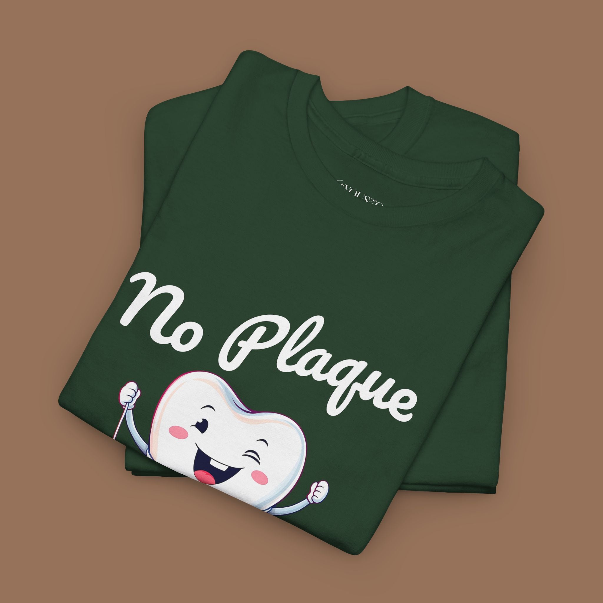 Cute Dental Humor Tee, Funny Tooth Shirt, No Plaque No Problem Tee, Gift for Dentists, Dental Hygiene Top - YOUSTOMIZE