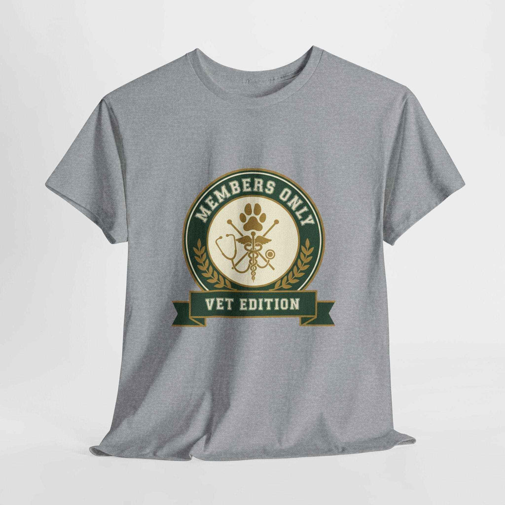 Retro Collegiate Vet Med T-Shirt - Members Only Vet Edition | Vintage Veterinary Stethoscope & Paw Print Crest
