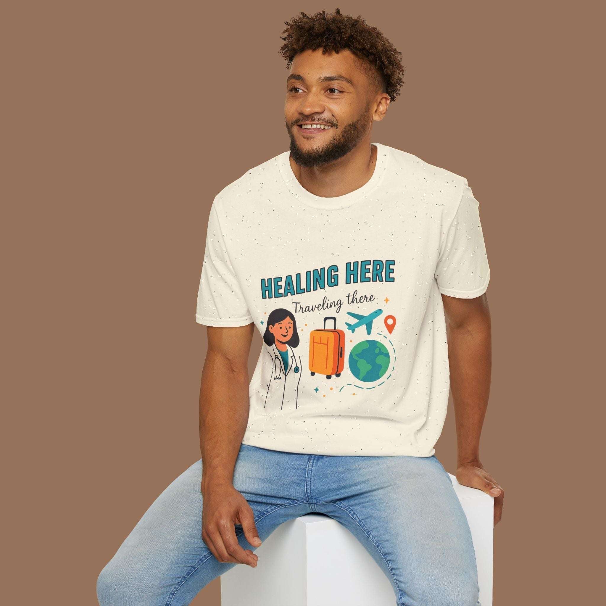 Travel-Inspired Healthcare T-Shirt, Best Doctor Gift, Travel Nurse Apparel, Healing Here Tee, Unisex Graphic Shirt, Vacation Outfit Product vendor