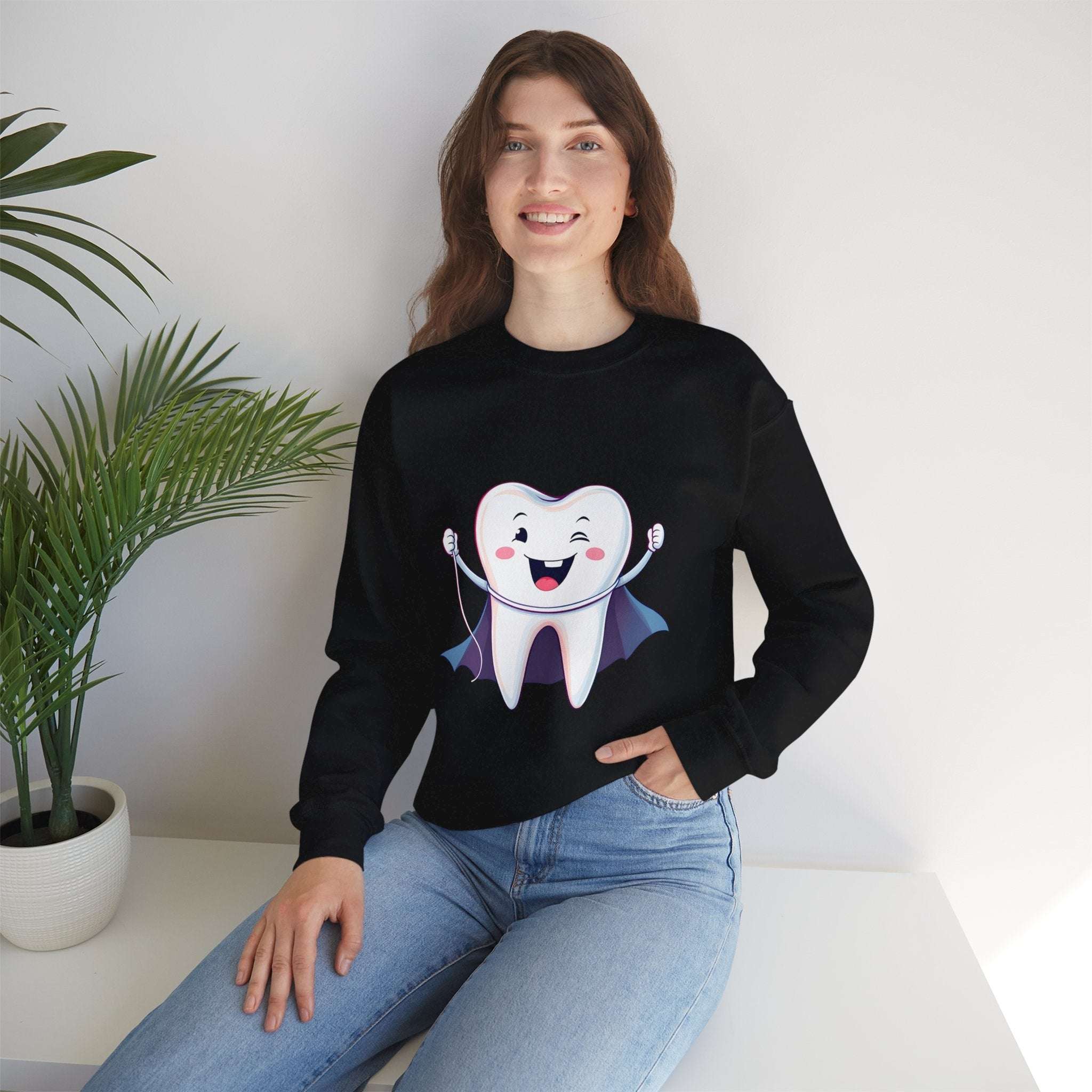 Tooth Fairy Crewneck Sweatshirt - Fun Dental Gift for Kids, Halloween Costume, Cozy Gift for Dentists, Floss On! Product vendor