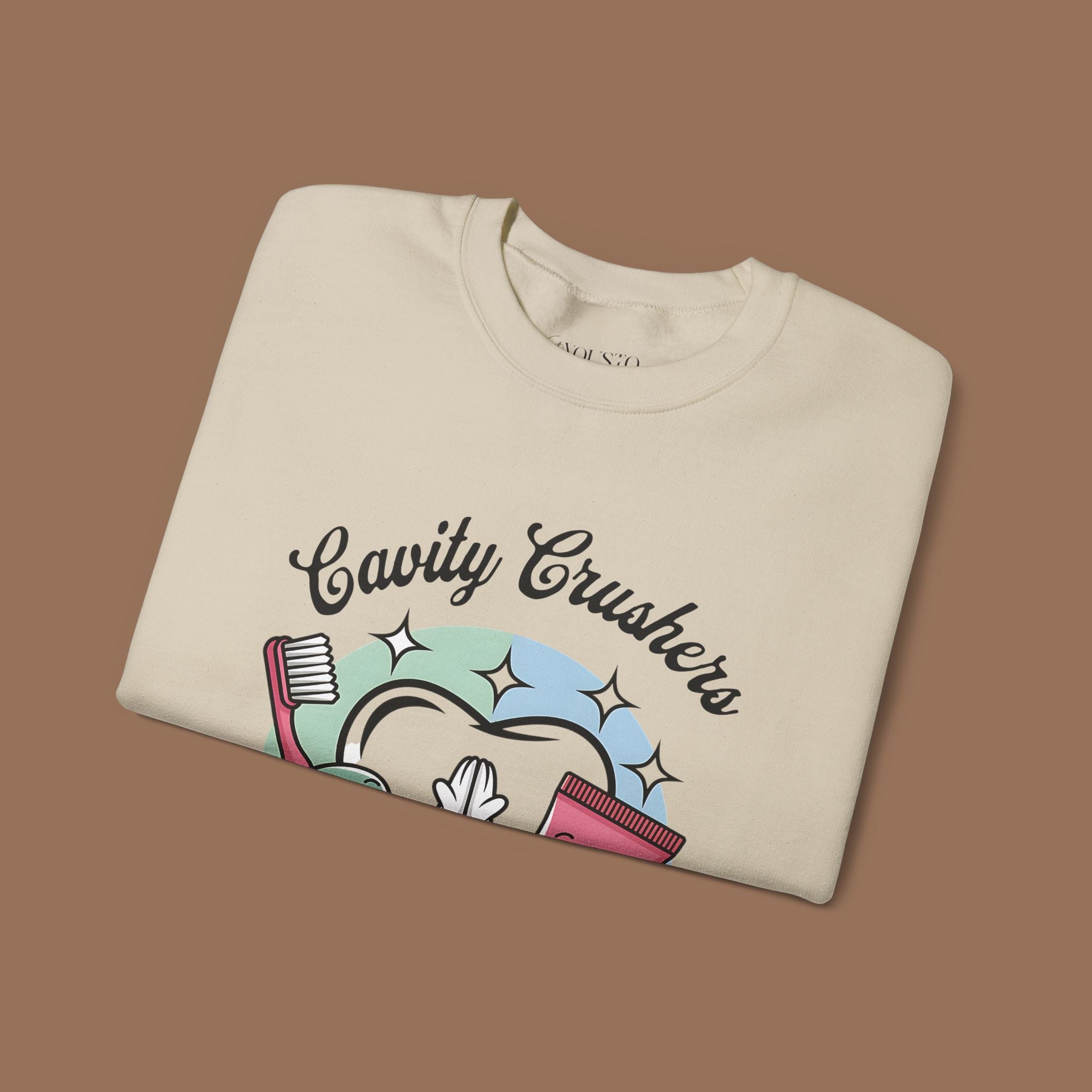 Cavity Crushers Crewneck Sweatshirt - Fun Dental Gift, Unisex Sweatshirt, Cute Graphic Pullover, Perfect for Kids and Adults Product vendor