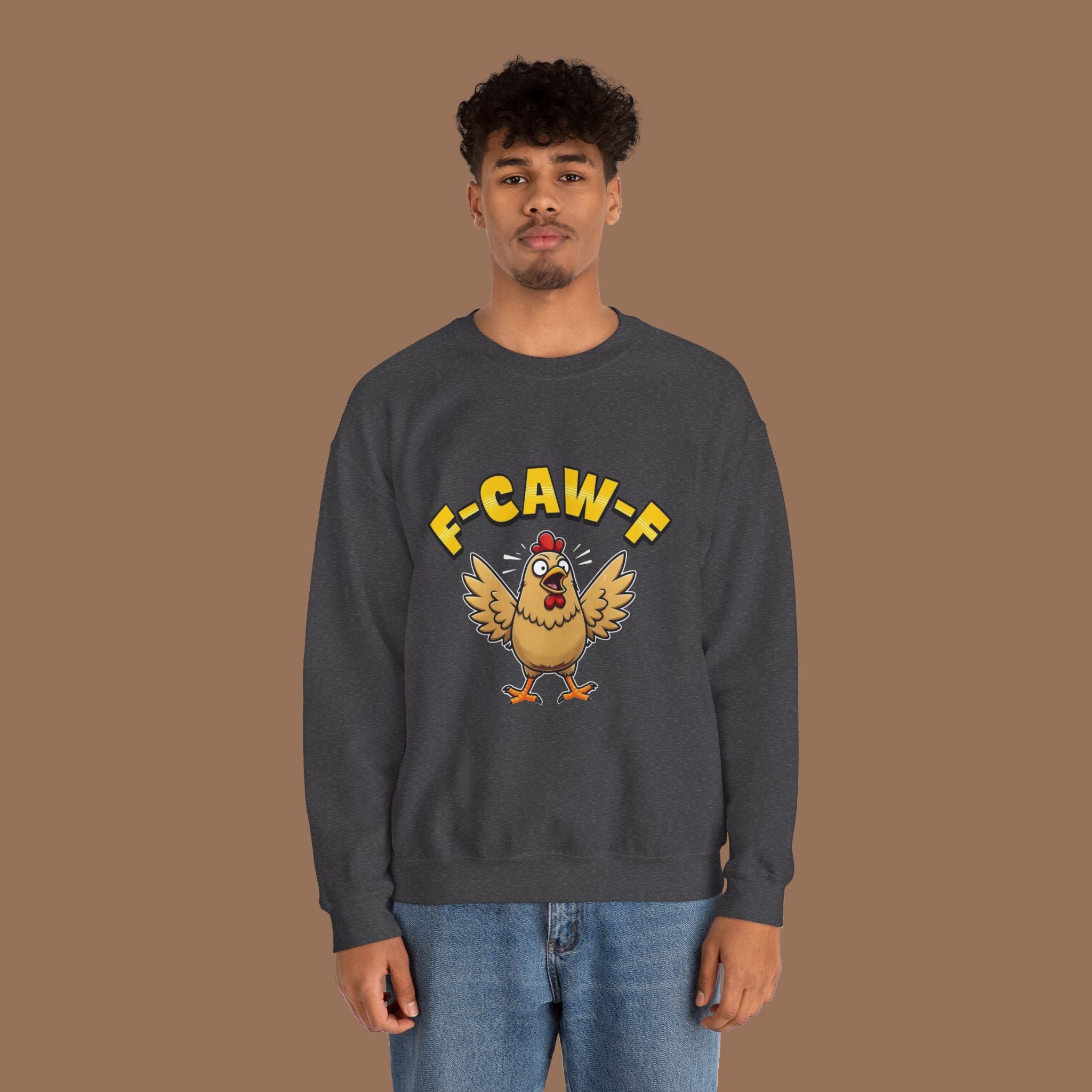 F-Caw-F Funny Chicken Sweatshirt, Unisex Crewneck, Gift for Chicken Lovers, Casual Wear, Cozy Outfit