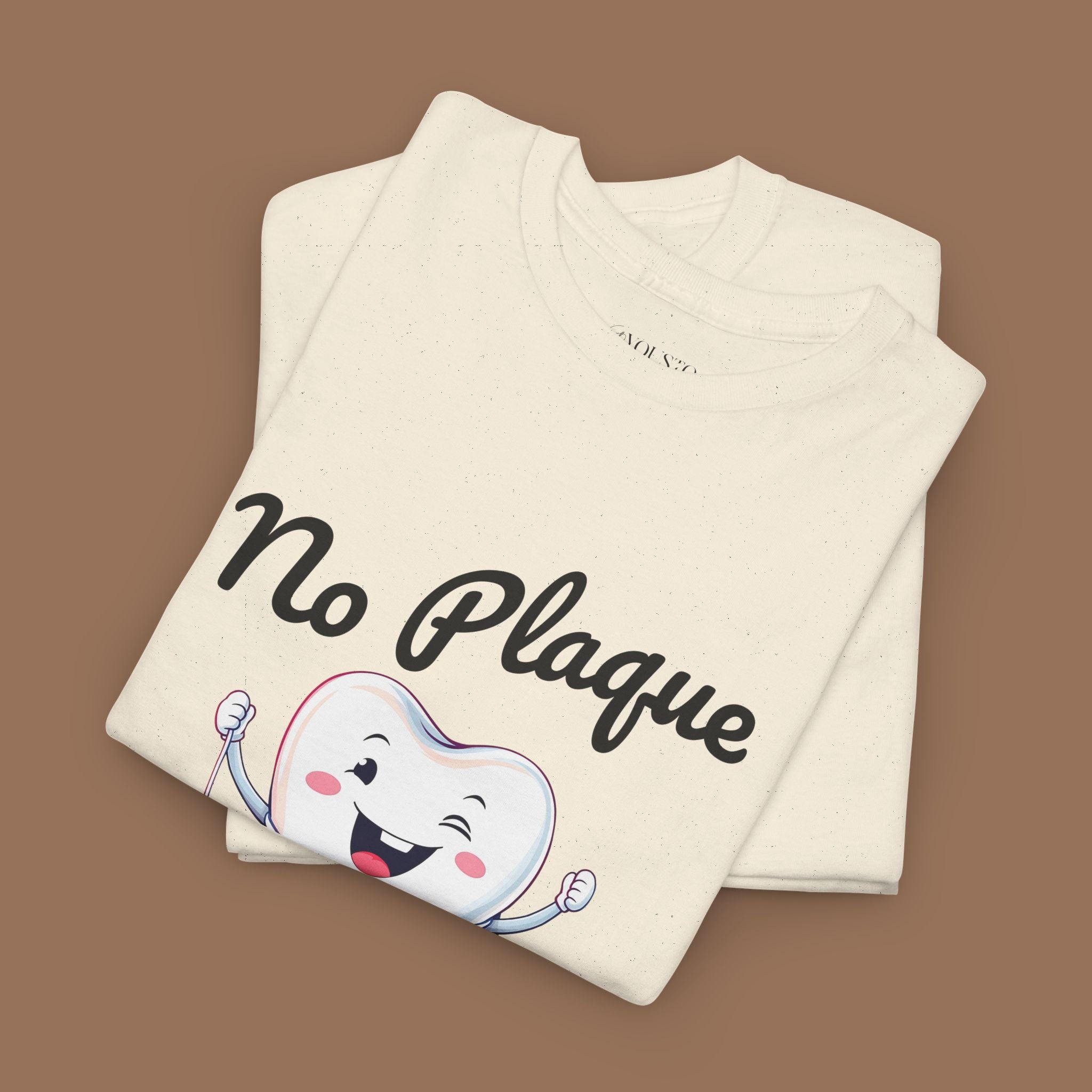 Cute Dental Humor Tee, Funny Tooth Shirt, No Plaque No Problem Tee, Gift for Dentists, Dental Hygiene Top - YOUSTOMIZE