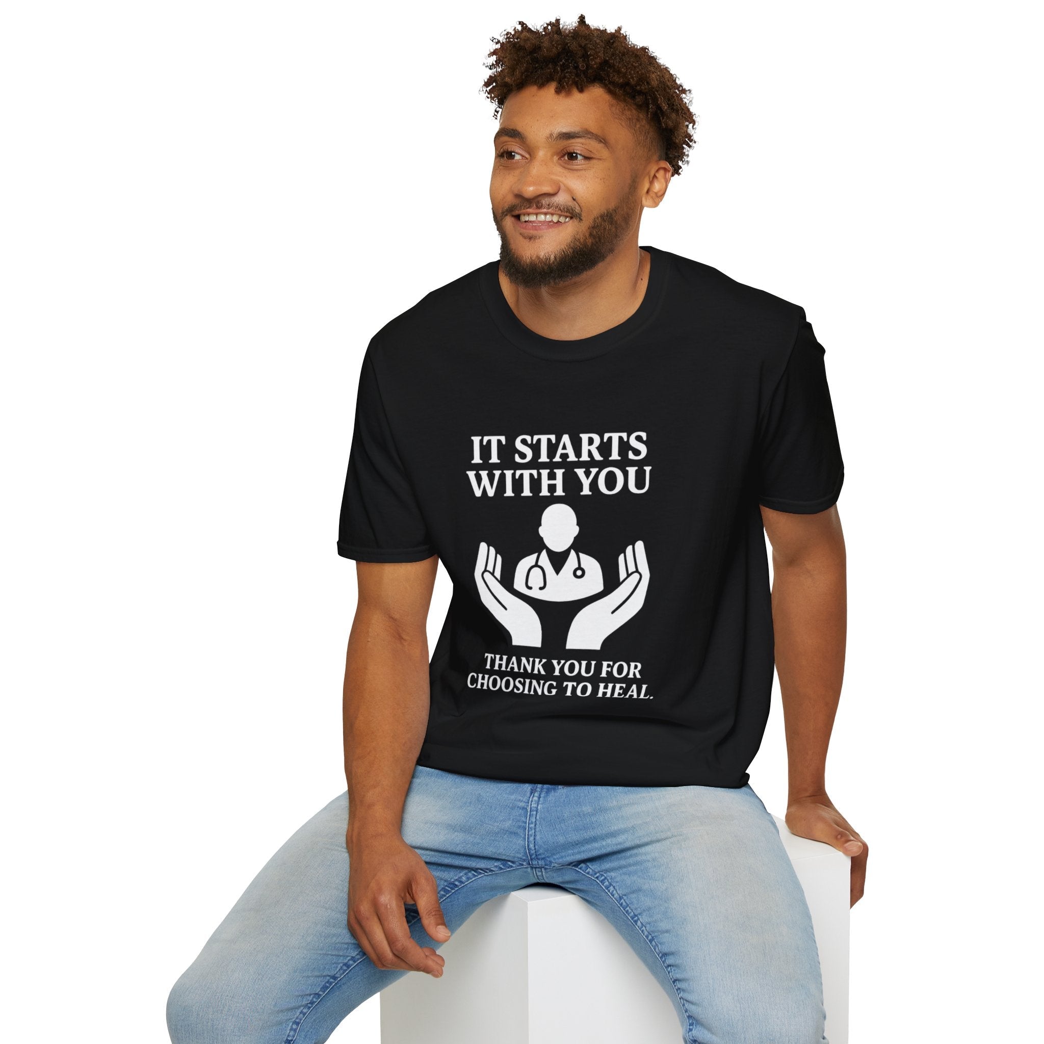 Inspirational Healthcare T-Shirt, Thank You for Choosing to Heal Shirt – Nurse Appreciation Gift – Doctor Gratitude T-shirt – It Starts With You – Minimalist Medical Design Product vendor