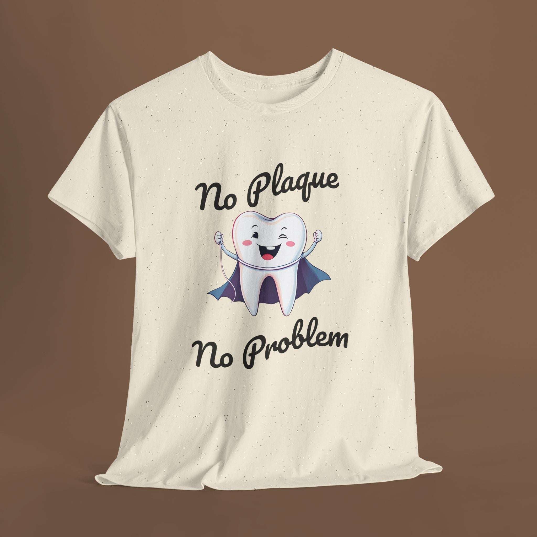 Cute Dental Humor Tee, Funny Tooth Shirt, No Plaque No Problem Tee, Gift for Dentists, Dental Hygiene Top - YOUSTOMIZE
