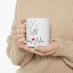 Personalized Couple Mugs with Heartbeat Design