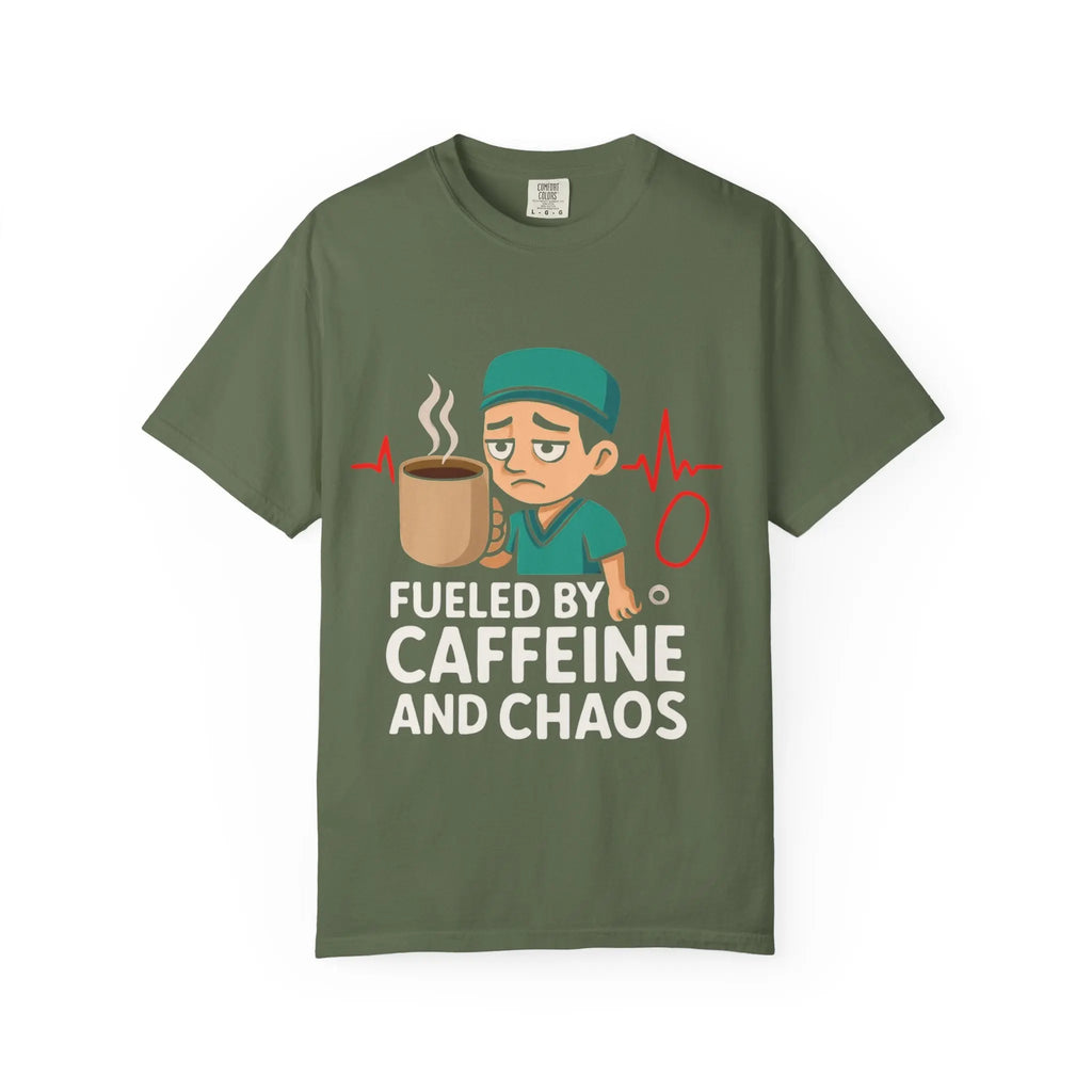 Nurse Coffee T-Shirt | Fueled by Caffeine and Chaos, Gift for Healthcare Workers, Funny Medical Tee Product vendor