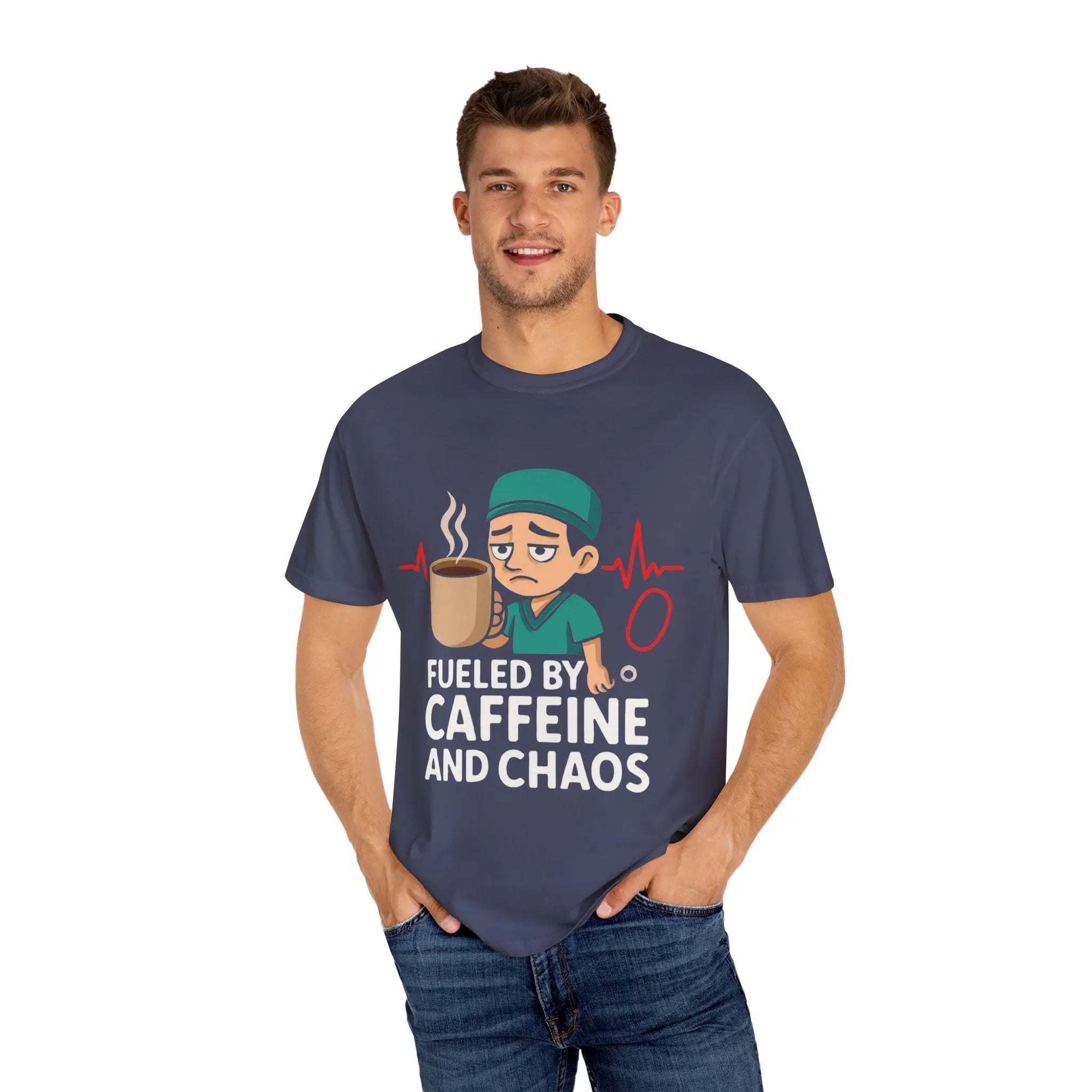 Nurse Coffee T-Shirt | Fueled by Caffeine and Chaos, Gift for Healthcare Workers, Funny Medical Tee Product vendor