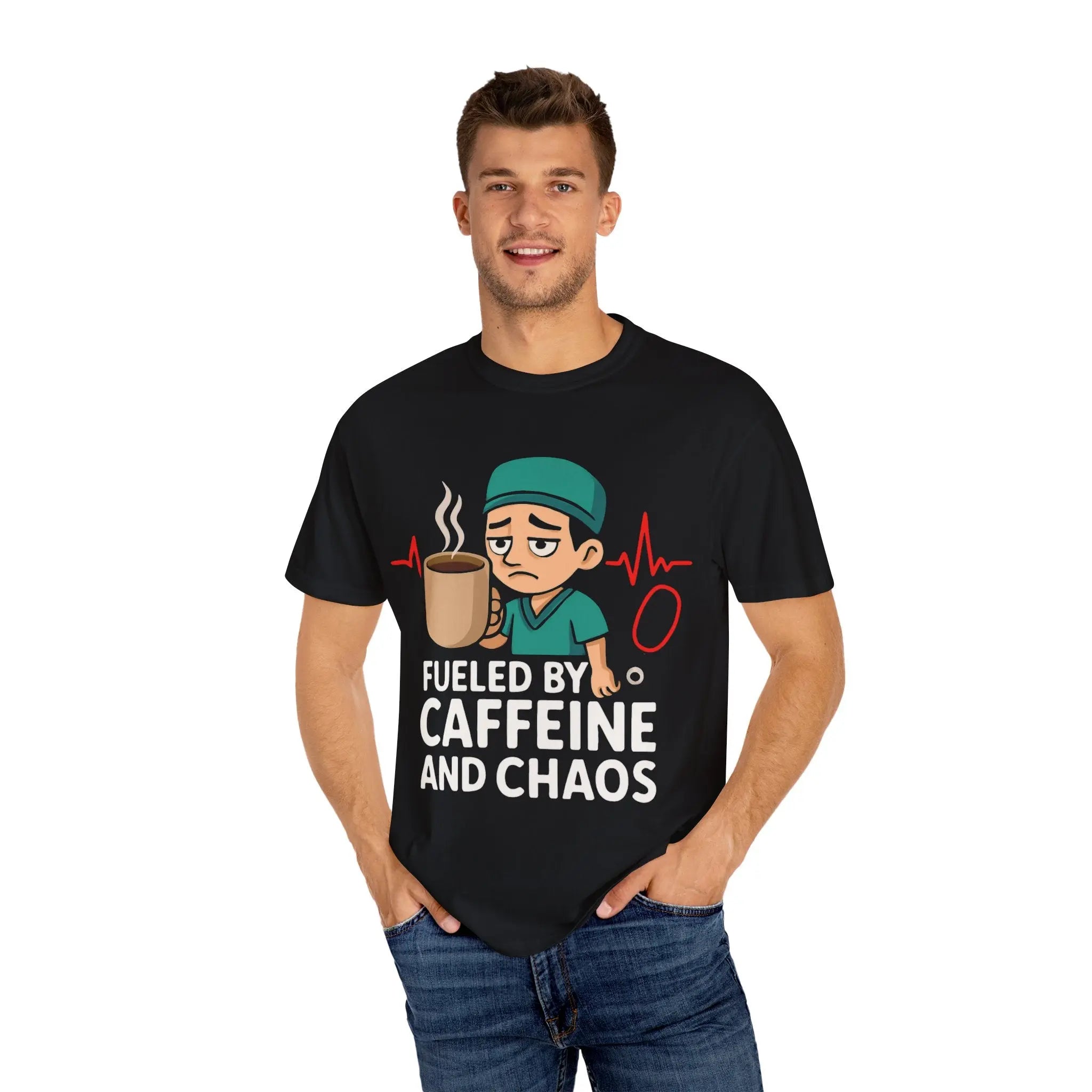 Nurse Coffee T-Shirt | Fueled by Caffeine and Chaos, Gift for Healthcare Workers, Funny Medical Tee Product vendor