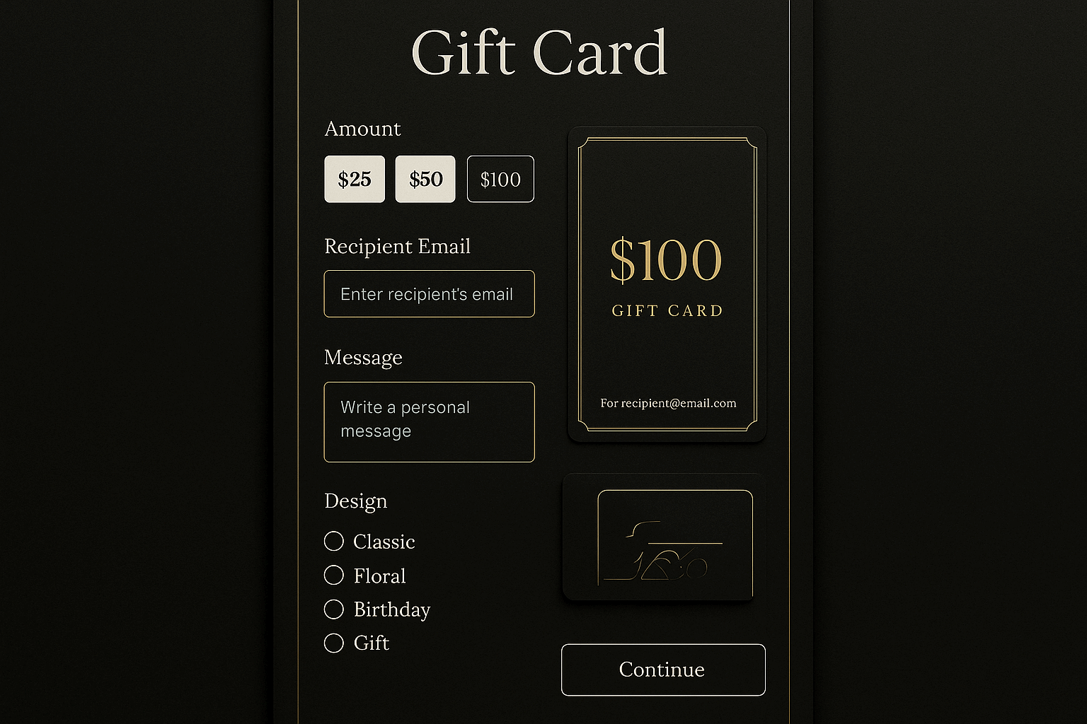 Customization interface portrait format